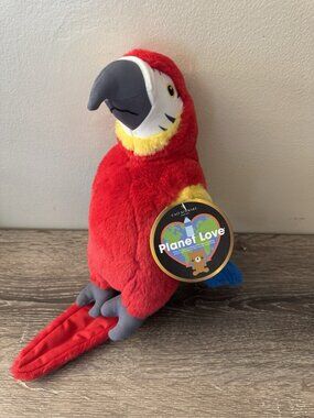 FAO Schwarz 11" Realistic Parrot Planet Love New Plush Bird W3
